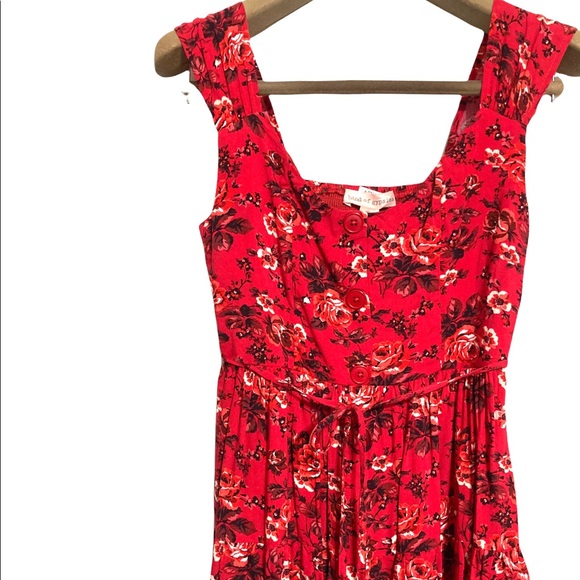 SM•NWT•BAND OF GYPSIES•ROMANTIC RED FLORAL A-LINE DRESS• - Picture 2 of 6